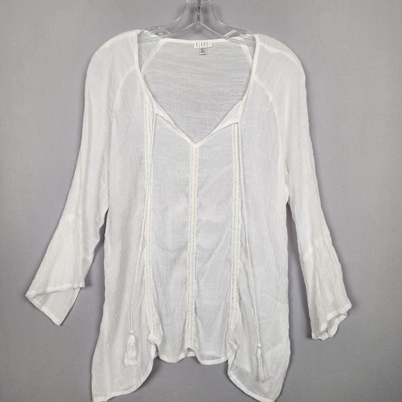 Spense Tops - Spense Boho Flowy White Womens Shirt Long Sleeve Sz XL